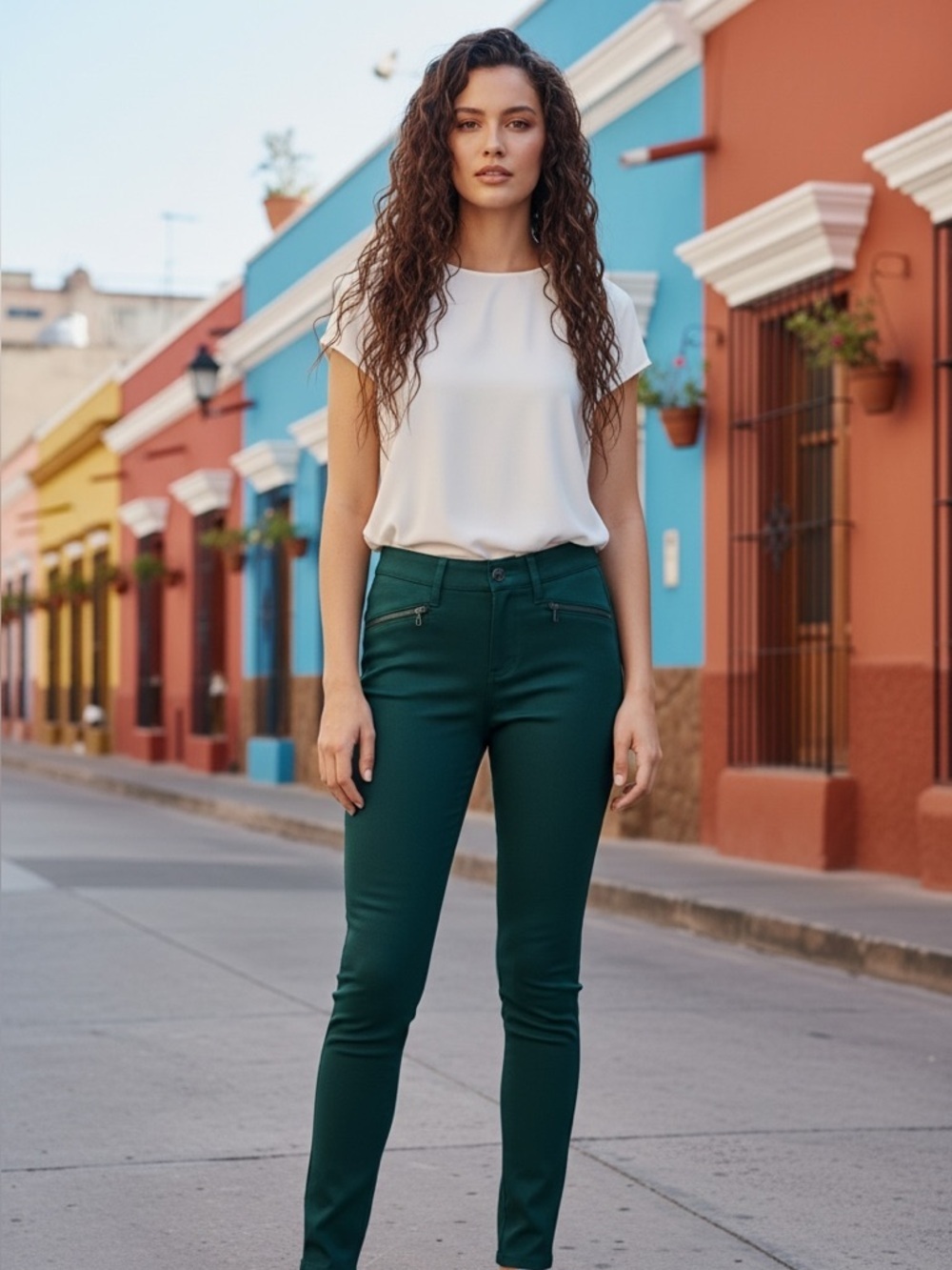 Kensie Jeans green stretchy skinny dress pants s